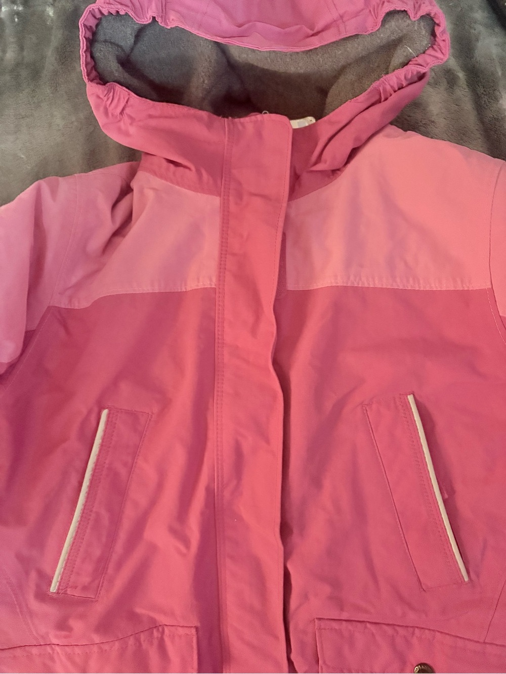 Lands' End Two-Tone Pink Hooded Ski Jacket
